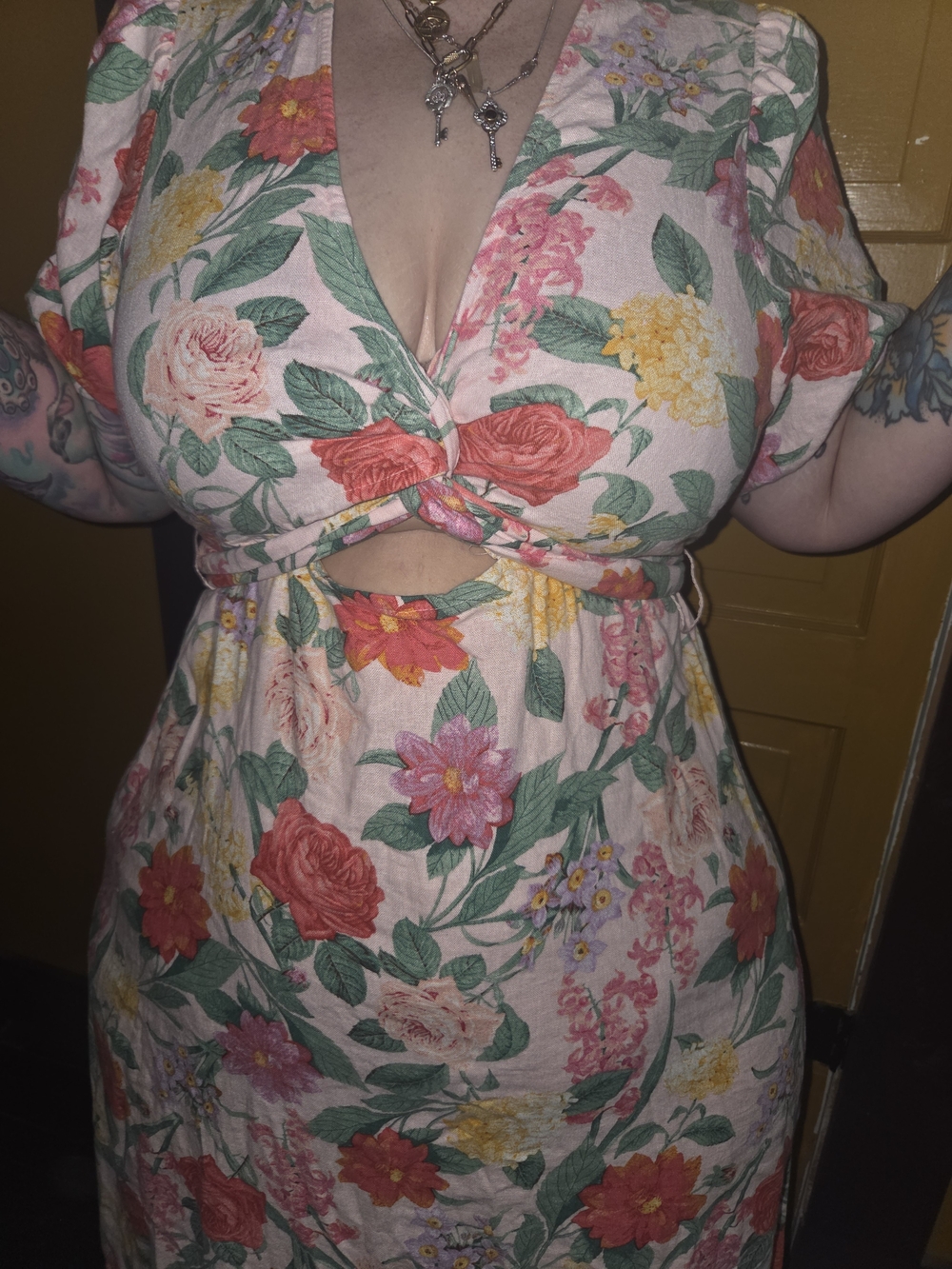 Old Navy Pink Floral linen blend dress